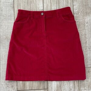 Boden red velveteen skirt, size 6